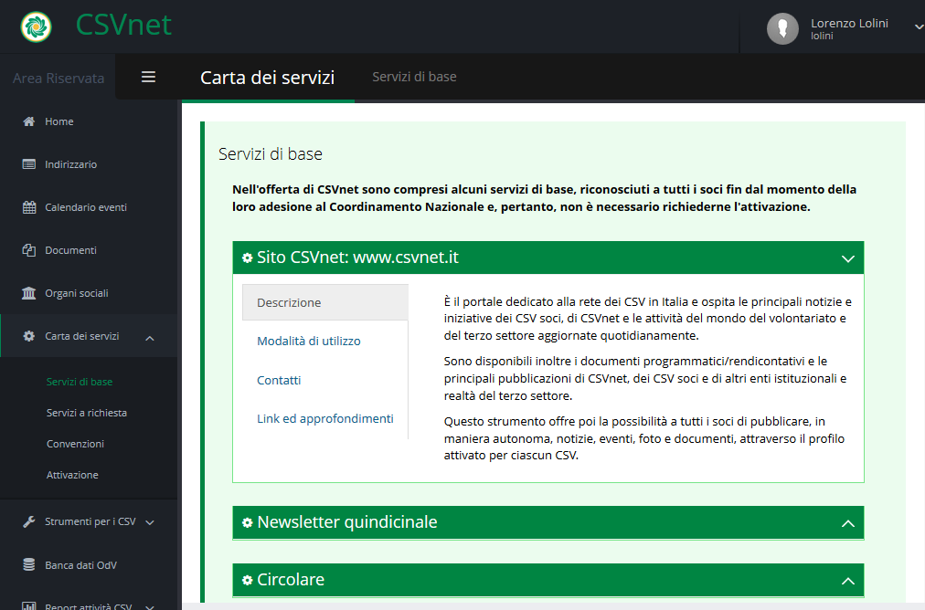 CSVnet – Area riservata