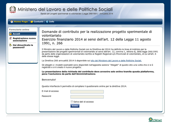 Ministero del Lavoro e delle Politiche Sociali – Direttiva 266