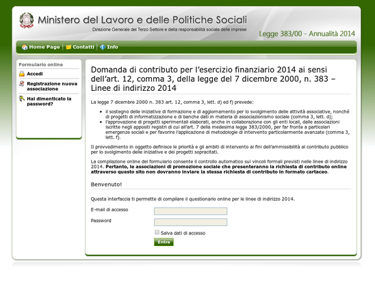 Ministero del Lavoro e delle Politiche Sociali – Direttiva 383