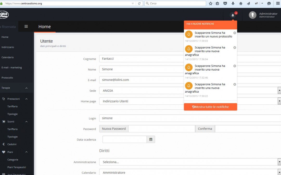 ANGSA Novara Vercelli Onlus – Area intranet