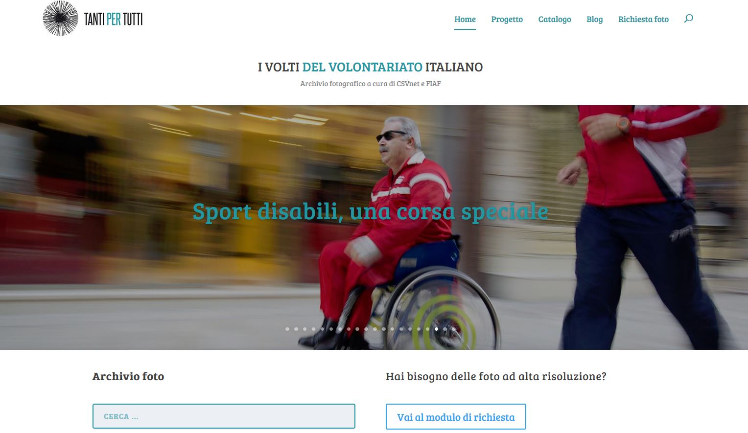 CSVnet – FIAF – “Tanti per tutti – I volti del volontariato italiano” – sito web