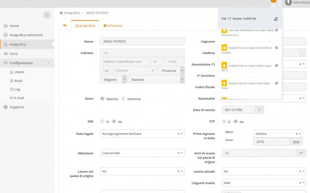 CESV – Scuole migranti – gestionale web