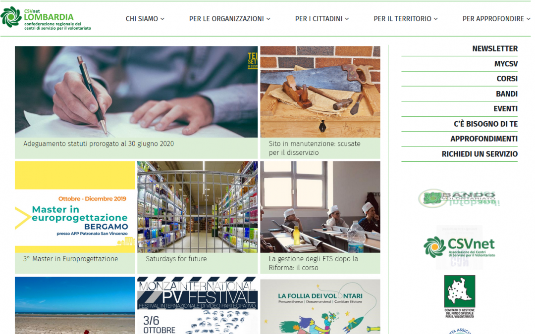 CSV Lombardia – Portale web – nuovo layout
