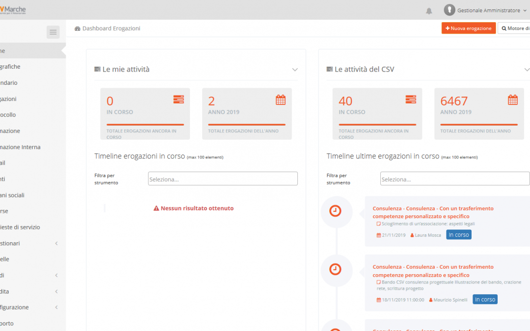 CSV Marche – gestionale web