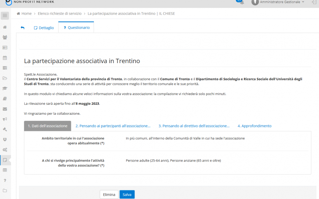 CSV Trentino e Università di Trento – Indagine web
