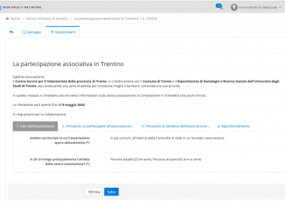 CSV Trentino e Università di Trento – Indagine web