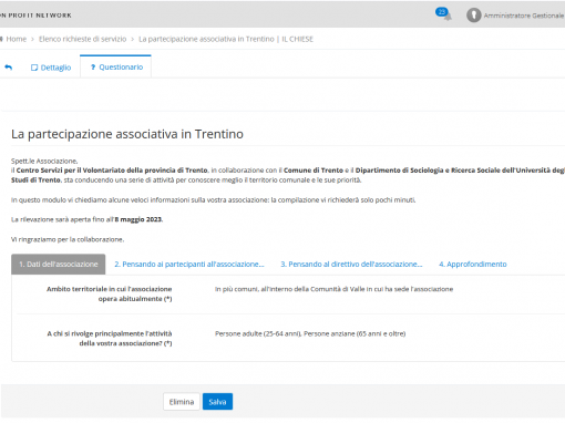 CSV Trentino e Università di Trento – Indagine web