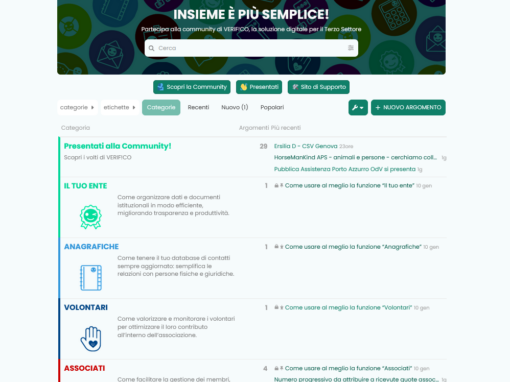 VERIF!CO – La soluzione digitale per il Terzo Settore – Community