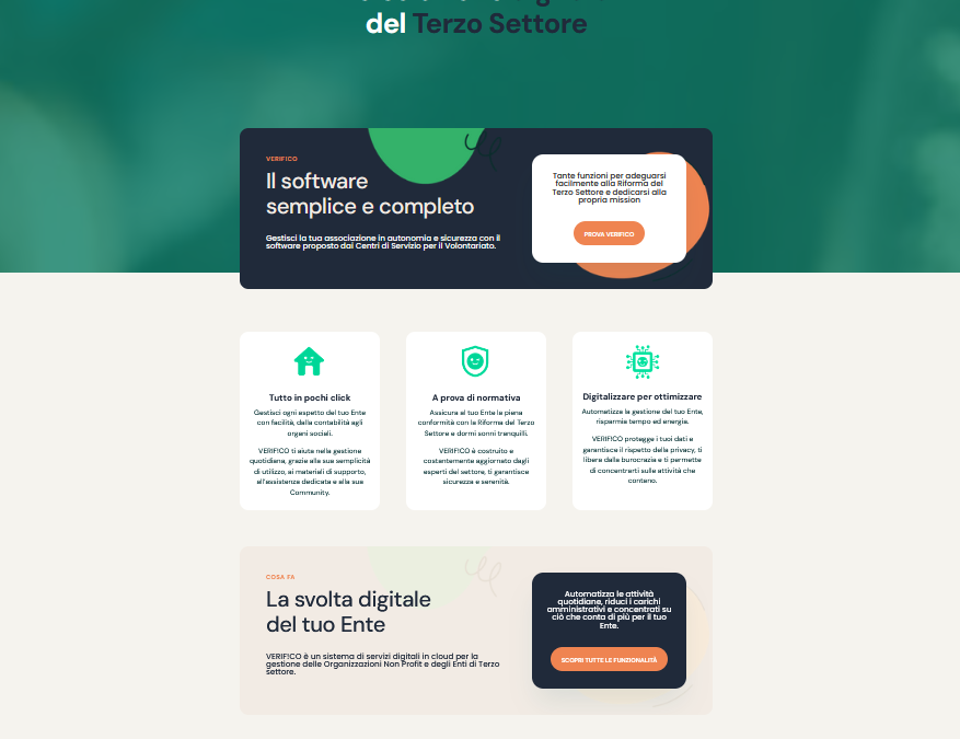 VERIF!CO – La soluzione digitale per il Terzo Settore – Sito Web